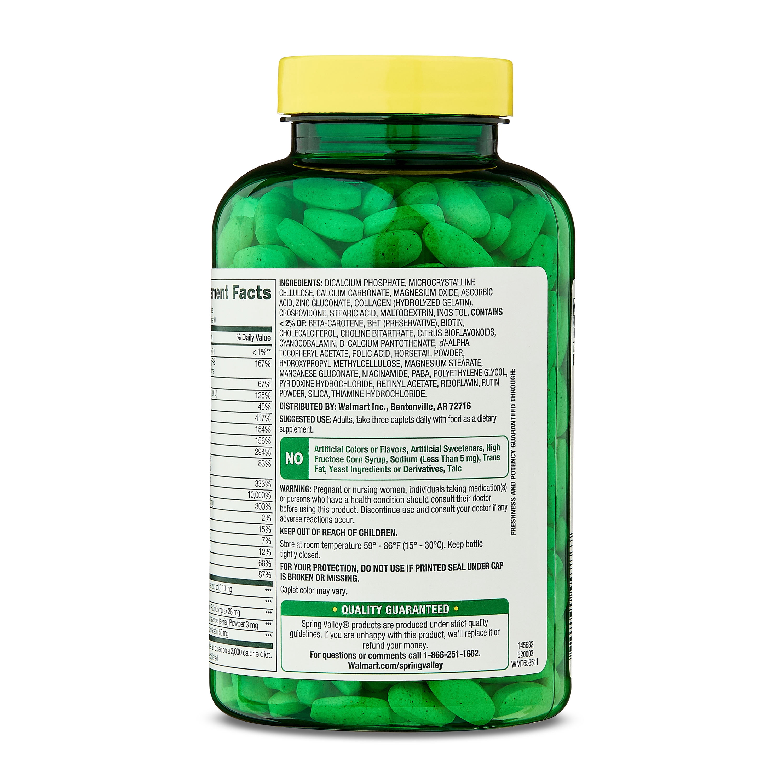 (3 pack) Spring Valley Hair, Skin & Nails Caplets Dietary Supplement, 240 Count