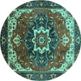 thumbnail image 1 of Ahgly Company Indoor Round Oriental Turquoise Blue Industrial Area Rugs, 7' Round, 1 of 4