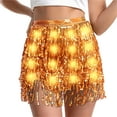 thumbnail image 7 of AGWOLF Women Tassel Sequin Skirt Sparkly Elastic High Waist Skirts Shiny Led Mini Skirts Fringe Belly Dance Hip Scarf Rave Party Outfit, 7 of 7