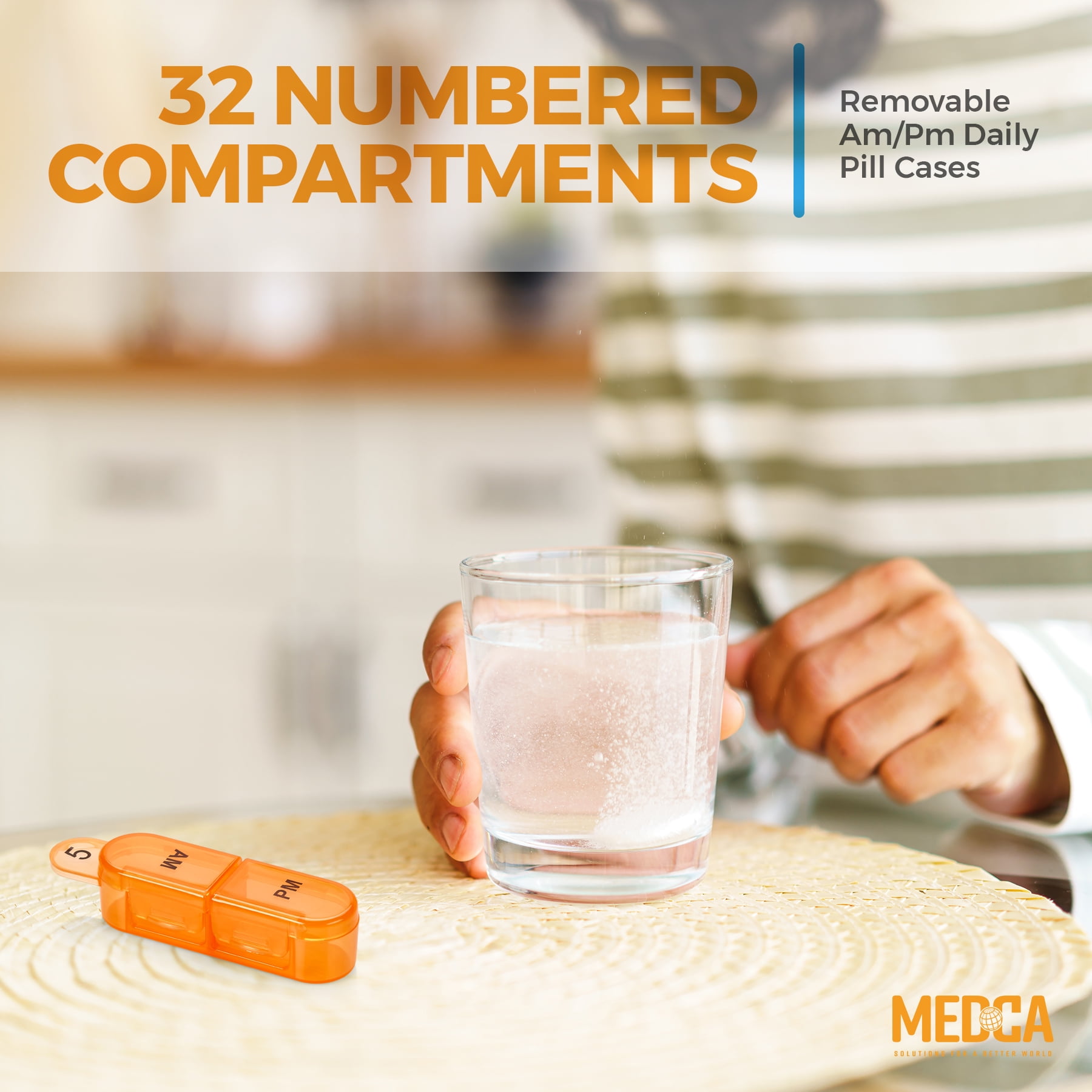 MEDca Monthly Pill Organizer, 30-Day AM PM Pill Box, Morning and Night Use
