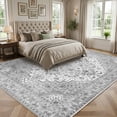 thumbnail image 4 of Janvonne Bohemian Area Rug, Boho Chic Distressed Oriental Carpet, Washable Non-Slip Vintage Floral Rug for Living Room Bedroom Nursery,Grey, 6'x9', 4 of 8