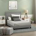 thumbnail image 3 of Furinno LAVAL Bed Frame, Full Size Bedframe with Button Double Row Nail Head Headboard, Upholstered Bed with Legs, 12pcs Wooden Slat Support, Easy Assembly, for Bedroom, Dorm, Light Grey, 3 of 3