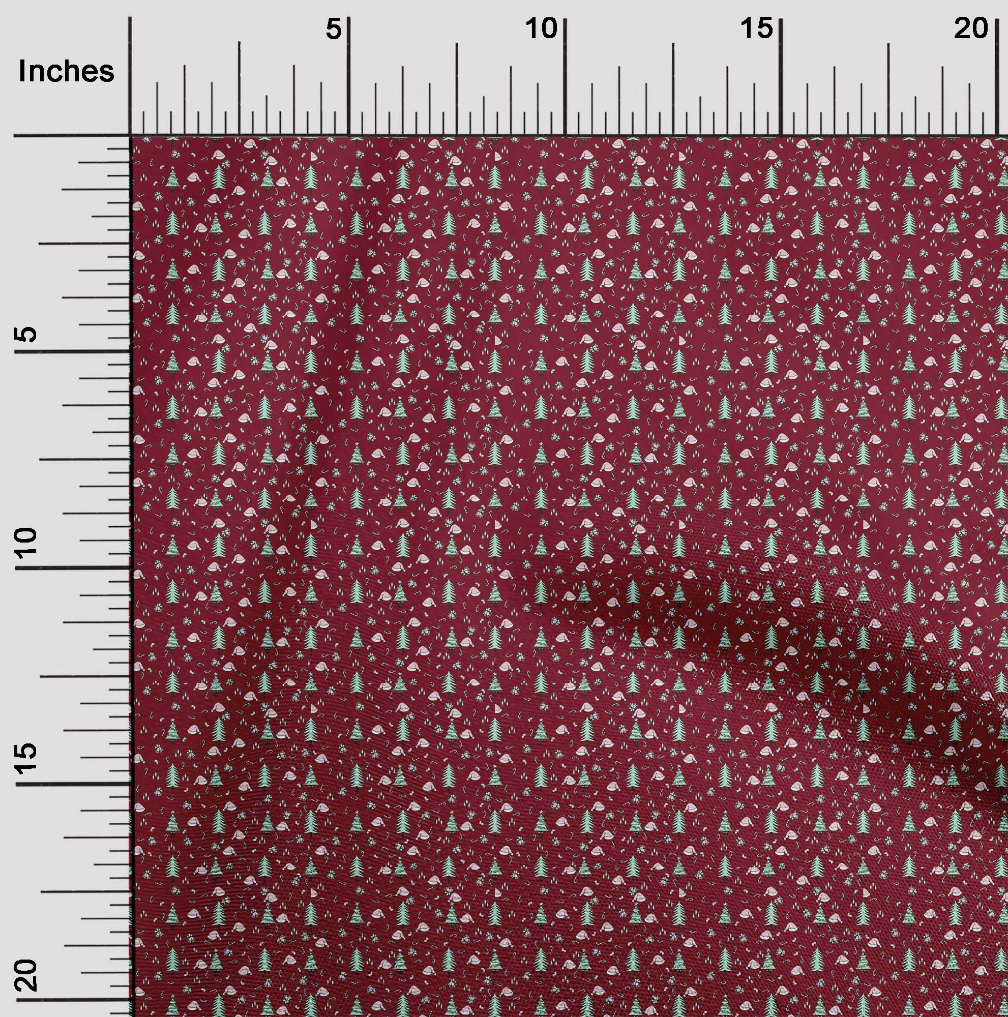 oneOone Cotton Silk Maroon Fabric Christmas Diy Clothing Quilting Fabric Print Fabric By Yard 42 Inch Wide