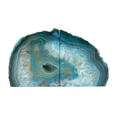 Stone Bookends - Crystal Allies Gallery: Pair of Small Polished Agate Geode Halves Bookends w/ Authentic Crystal Allies Stone Card - 1lb to 3lb