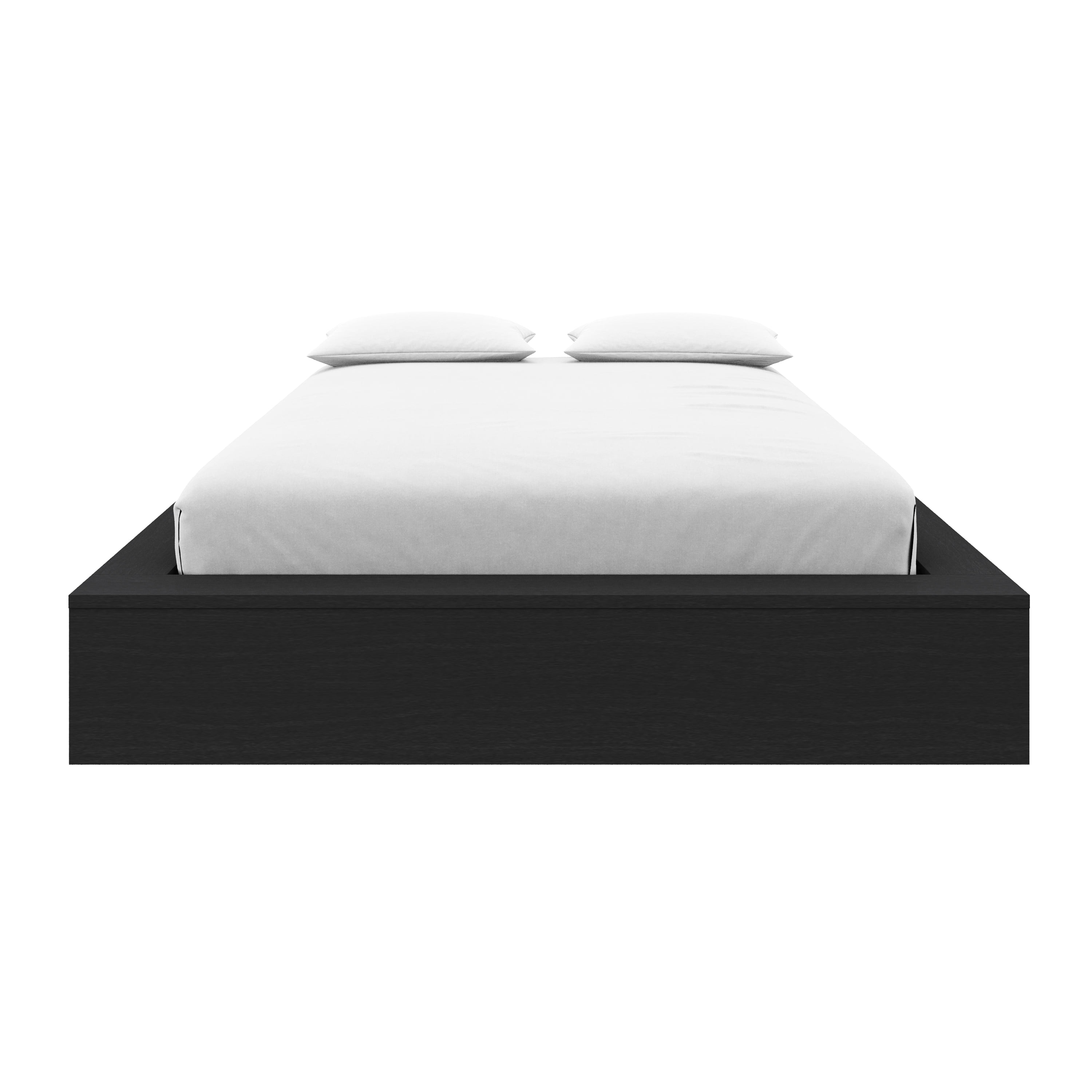 Nexera James Queen Size Platform Wood Bed Frame, Black Oak