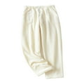 thumbnail image 1 of Women‘s Flannel Pajama Pants Fuzzy Winter Warm Wide Leg Solid Color Polka Dot with Side Pockets Drawstring Trousers, 1 of 6