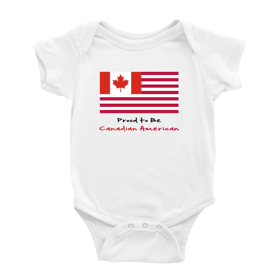 Proud to Be Canadian American Flag Baby Romper Bodysuit (White, 12-18 Months)