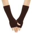 thumbnail image 1 of GDREDA Solid Knit Fingerless Mittens Warm Winter Handwear Texting Touchscreen Gloves For Cold Weather And Comfort Brown,One Size, 1 of 3