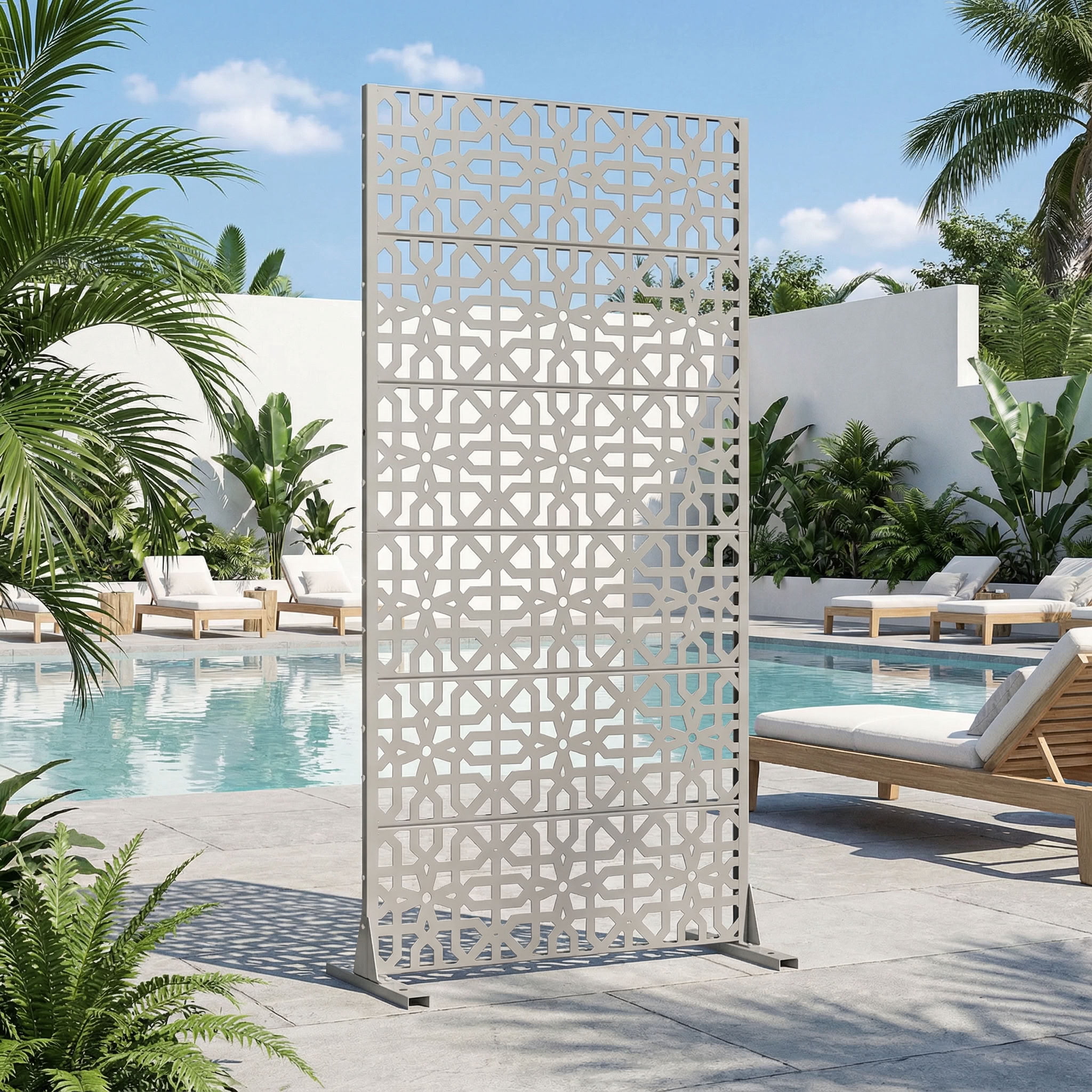 MAYEERTY 6 Panels Outdoor Privacy Screen, Metal Decorative Privacy Fence, Privacy Panel for Patio, Balcony, Backyard, Garden