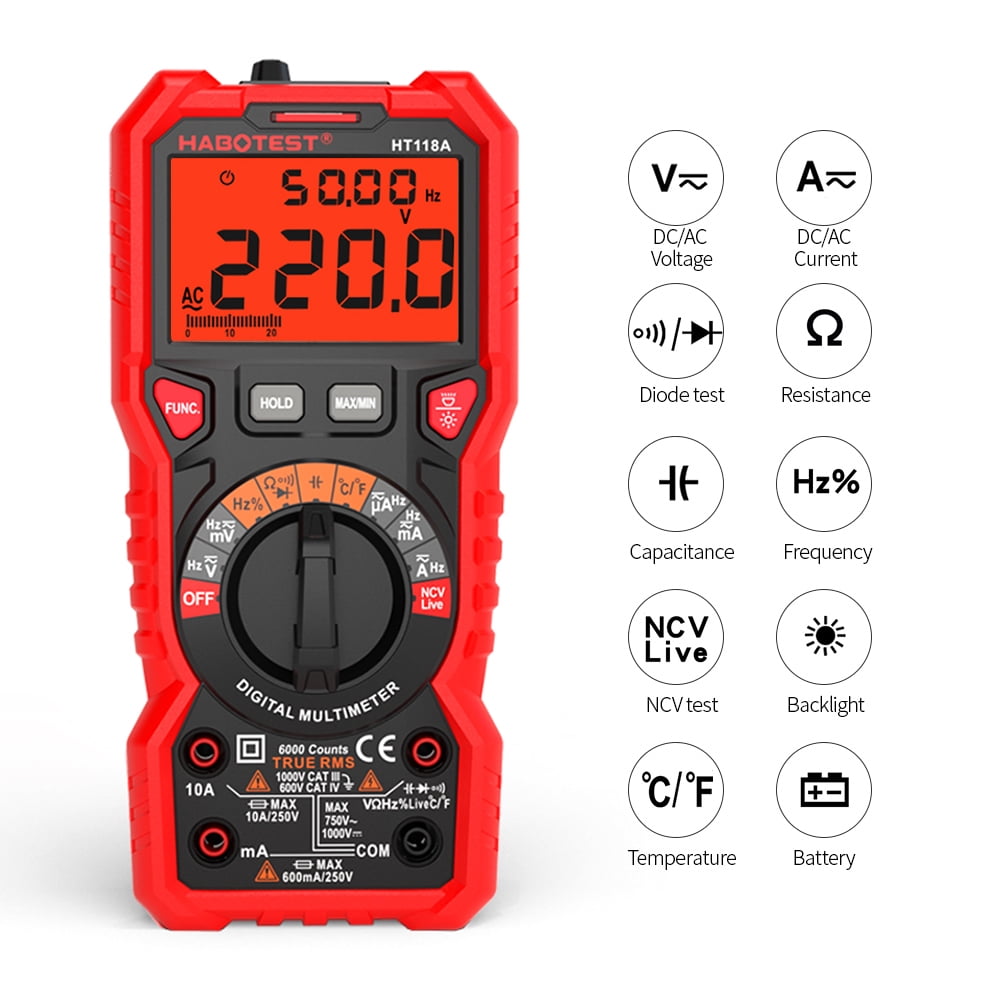 6000 Counts Automatic Digital Multimeter DC AC Voltage Frequency Tester