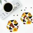 thumbnail image 5 of Balery 6 Pcs Cow Print Sunflowerleather Coasters Set, Drink Table Cup Coasters For Living Room Kitchen Coffee Decor, 5 of 9