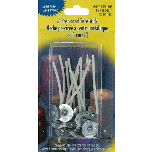 PreWaxed Wire Wick with Clip, 2", 12pk