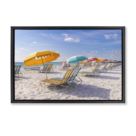 Stupell Industries South Miami Beach Chairs Black Framed Floater Canvas Wall Art design by Richard Silver, 17 x 25