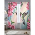 thumbnail image 3 of Bird Floral Sheer Curtains for Living Room Bedroom, Hummingbird Spring Decorative Pink Background Light Filtering Sheer Curtain Rod Pocket Voile Window Treaments Drapes, 52 x 108 Inches, 3 of 9