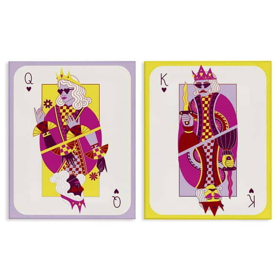 Stupell Industries King & Queen Cards People Painting Wrapped Canvas Canvas Art Print Wall Art, 16 x 20, Set of 2