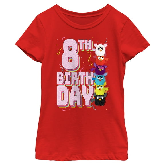 Girl's Furby Colorful Birhtday Line up Graphic T-Shirt