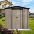 thumbnail image 2 of IVV 6' x 4' Outdoor Storage Shed with Slope Roof, Shutter Vents, Sliding Doors and A Latch, Garden Metal Tools Cabinet, for Storing Patio Furniture, Gardening Tools, Lawn Equipment, Brown, 2 of 5