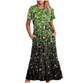 thumbnail image 1 of Fankiway Robe Longue Ample à Manches Courtes avec Poche et Col Rond Imprimé pour Femmes Rondes Robes de Printemps pour Femmes 5728, 1 of 4
