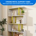 thumbnail image 5 of Dextrus 5-Tier S-Shaped Bookshelf, Geometric Bookcase Wooden Z-Shelf Storage Modern Open Shelving, Freestanding Display Bookshelf for Living Room Home Office, White and Gold, 5 of 9