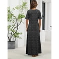 thumbnail image 5 of Chiclily Women's Summer Short Sleeve Maxi Dress with Pockets - Soft Casual Loose Long Boho Sundress for Beach & Vacation, Polkadots Black Size M, 5 of 7