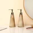 thumbnail image 2 of 2 Pcs Vintage Soap and Lotion Dispenser Set, Smoked Glass Brass Liquid Pump with Vertical Ribbed Design, 2 of 3