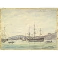 thumbnail image 2 of Johan Barthold Jongkind 24x19 Black Ornate Framed Double Matted Museum Art Print Titled: Harbor Scene,&nbsp;Marseilles (1873), 2 of 5
