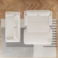 thumbnail image 6 of 73.2" Queen Pull Out Sofa Bed, 3-in-1 Convertible Sleeper Sofa, Multi-Functional Velvet Loveseat Bed, Beige/White, 6 of 9