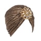 thumbnail image 2 of Turbante elástico para la cabeza, pañuelo para el cabello, tocado plisado para mujeres, madres, Marrón, 2 of 9
