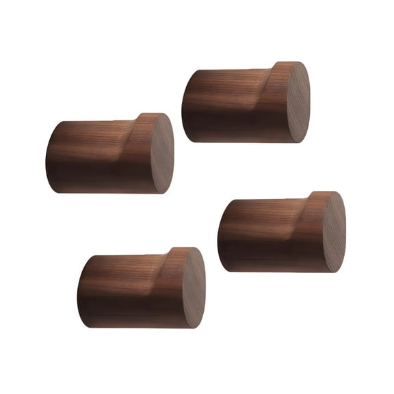 4 Pack Wood Wall Hooks, Wooden Coat Hooks Wall Mounted, Hat Hooks Heavy Duty Entryway Wall Hangers, Walnut