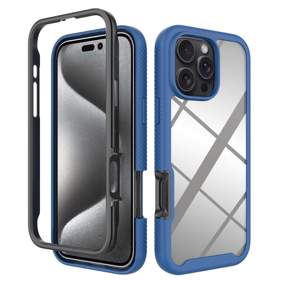 Clear Case for iPhone 17 Pro Max, Hybrid Silicone Durable 3-Layer [Not Yellowing][Military Grade Drop Protection] Shockproof/DropProof Protective Cover for iPhone 17 Pro Max,Darkblue