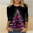 thumbnail image 1 of RKSTN Chemisiers pour Femmes T-Shirts Mode pour Femmes Décontractés Col Rond Manches 3/4 T-Shirt Ample Chemisiers pour Dames Chemises Chemisiers pour Femmes Chic Décontracté, 1 of 5