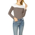 thumbnail image 2 of INSPIRE CHIC Junior's Contrast Color Long Sleeve Striped T-Shirt, 2 of 5