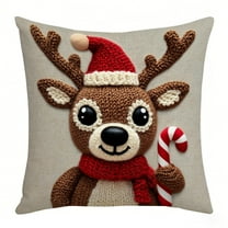 1 Pcs Christmas Theme Reindeer Santa Claus And Snowman Pattern Pillowcase, Festival Atmosphere Decoration Living Room Sofa Cushion Cover