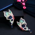 thumbnail image 5 of Beauty Multicolor Blue CZ Big Butterfly Drop Earrings for Brides Ladies Dress, 5 of 8