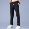 thumbnail image 5 of Men's Quick-drying Stretch Pants Solid Color Mid-waist Loose Fit Breathable Trousers, 5 of 5