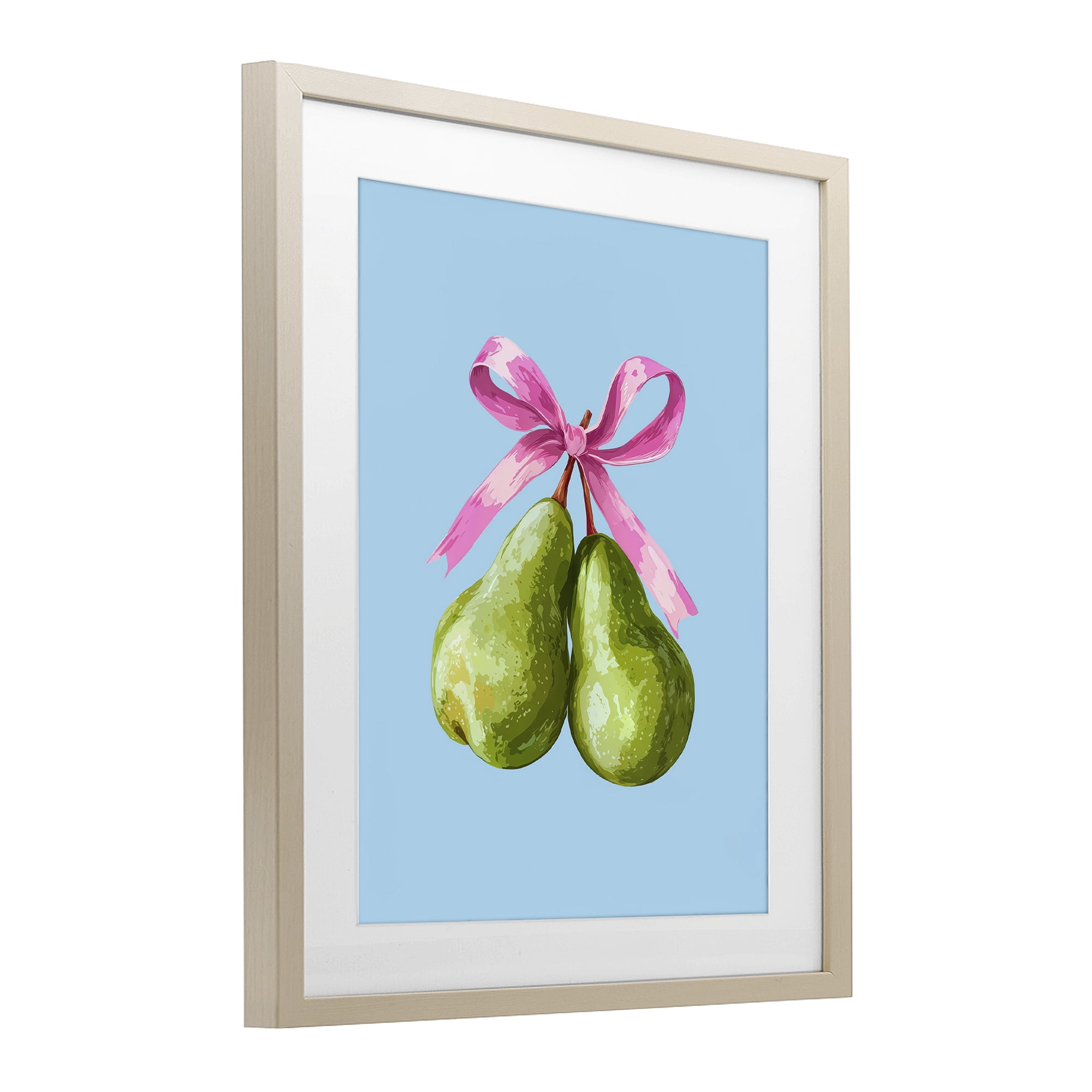 Stupell Industries Twin Pears with Ribbon Birch Framed Print Under Glass, design by Imagine It Images