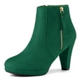 thumbnail image 1 of Unique Bargains Bottines à Talon Bas Plateforme à Fermeture Éclair Latérale pour Femmes, 1 of 6
