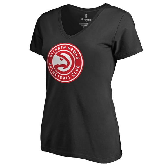 Women's Black Atlanta Hawks Primary Logo V-Neck T-Shirt