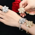 thumbnail image 3 of EOEMY Stunning White Gold Heart Cz Flower Cuff Bangle Ring Bridal Costume Jewelry Sets, 3 of 8