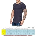thumbnail image 2 of Camisetas de cuello redondo sueltas de color sólido rasgadas para hombre Camiseta de manga corta curvada ahuecada informal para hombre Advancent FS7578-29, 2 of 2