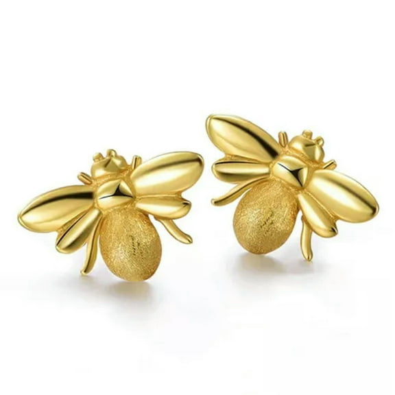 925 Silver,Gold Stud Earring Fashion Bee Jewelry Women/Men Party Gift A Pair