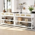 thumbnail image 7 of Selooye 47.2" Modern Console Table with 3 Rattan Drawers, Entryway Table with 3-Tier Storage Shelves, Narrow Long Sofa Table for Entryway, Hallway, Foyer and Living Room, White, 7 of 7