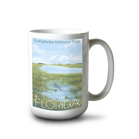 

15 fl oz Ceramic Mug Everglades Nationall Park Florida Alligator Dishwasher & Microwave Safe