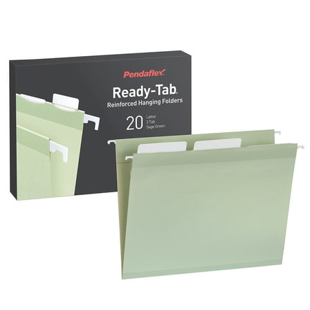 Pendaflex Reinforced Hanging File Folder 3-Tab Letter Sage green 20/Box (1009463)