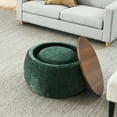 thumbnail image 2 of 2-Pieces Circular Storage Ottoman, Multifunctional Woven Rattan Ottoman Style with Wooden Lid,  for Living Rooms, Study Room, Bedroom, Green, 2 of 9
