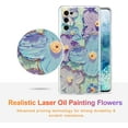 thumbnail image 2 of Case for Samsung Galaxy S22, Colorful Retro Oil Painting Flower Laser Glossy Design Cute Exquisite Floral Blossom Phone Cover Stylish Durable TPU Protective Case for Girls Women -Purple Flower, 2 of 17