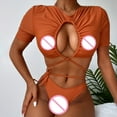 thumbnail image 4 of Bañador de bikini con costuras y estampado dividido en la playa para vacaciones de mujer Fridja nalpqowj23243, 4 of 9