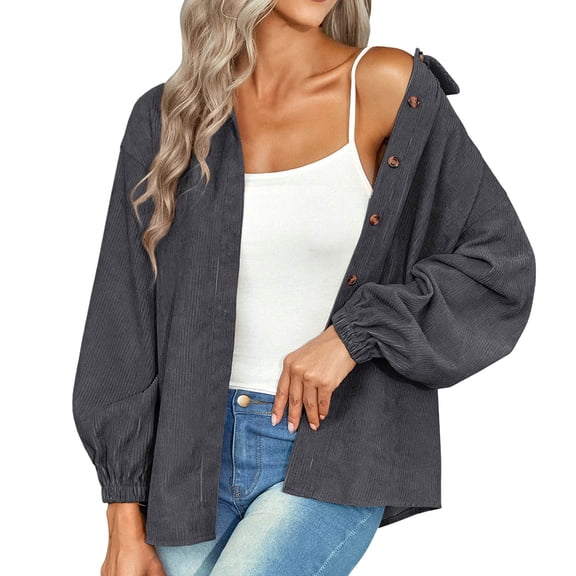 Vedolay Women Tops Long Sleeve Tunic Open Front Casual Blazer Jacket Cover Up with Pockets Dark Gray,S