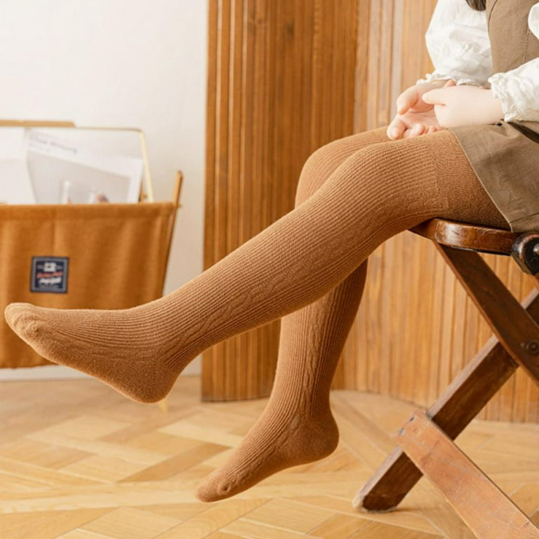 Toddler Little Girls Cotton Tights Footed Spring & Autumn Cable Knit  Legging Pantyhose Stocking 