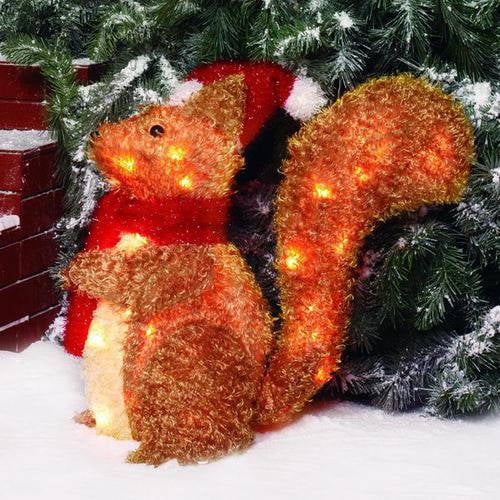Holiday Time 18" Fluffy Squirrel Light Sculpture